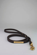 Ladda upp bild till gallerivisning, Brown leash in biothane with brass gold rivets, tag and snap hook
